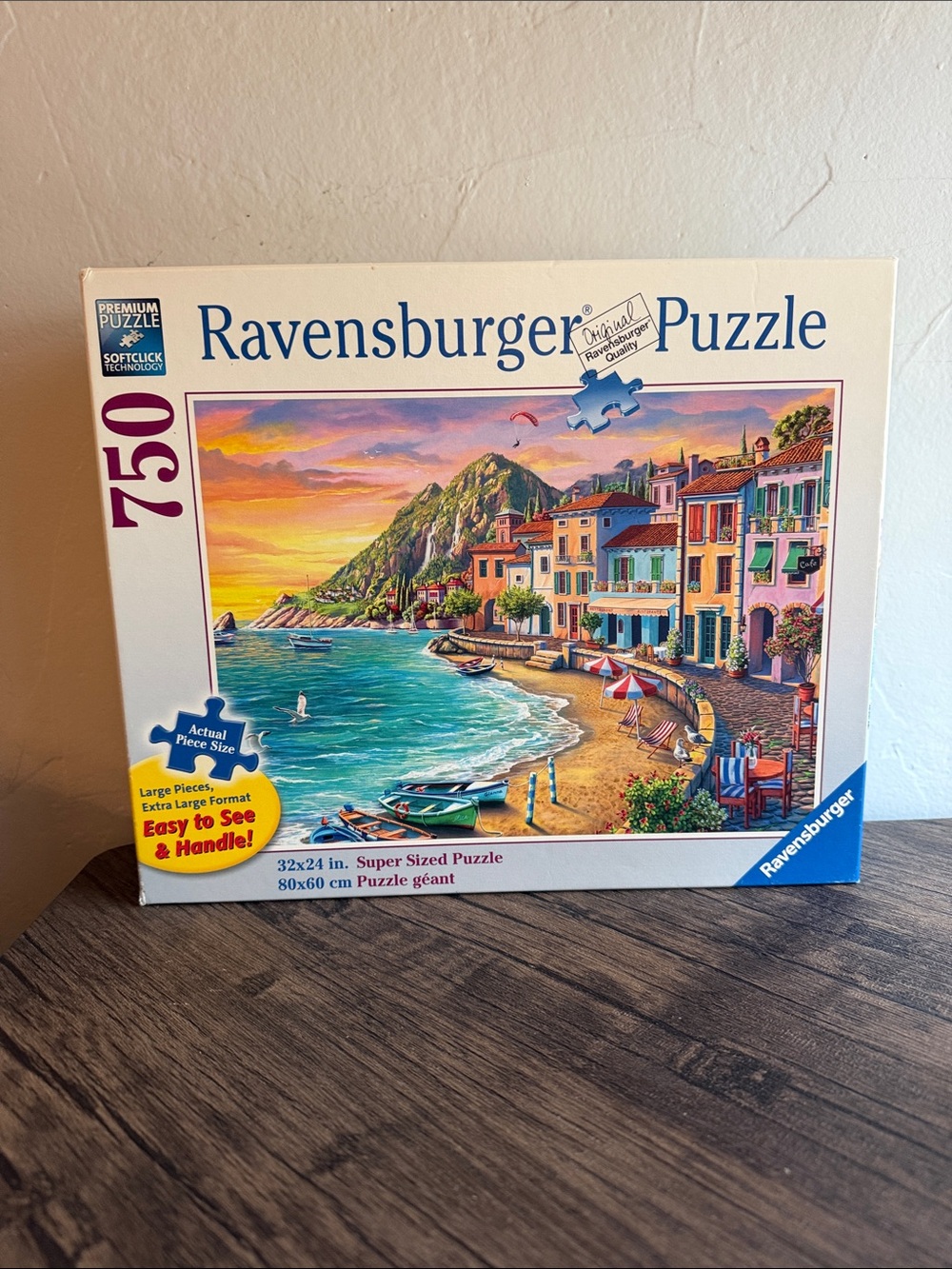 Ravensburger Coastal Village Puzzle – Blue, Yellow, Green, Pink